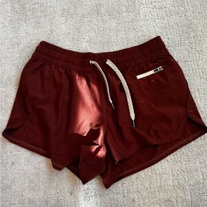 Vuori Women's Maroon Athletic Shorts with Drawstring